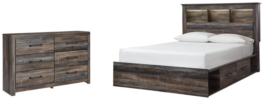 Drystan Queen Bookcase Bed with 4 Storage Drawers with Dresser - furniture place usa