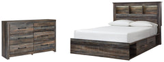 Drystan Queen Bookcase Bed with 4 Storage Drawers with Dresser - furniture place usa