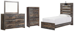 Drystan Twin Panel Bed with Mirrored Dresser and Chest - furniture place usa
