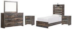 Drystan Twin Panel Bed with Mirrored Dresser and 2 Nightstands - furniture place usa