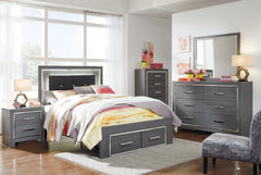 Lodanna Full Panel Bed with 2 Storage Drawers with Mirrored Dresser, Chest and Nightstand - furniture place usa