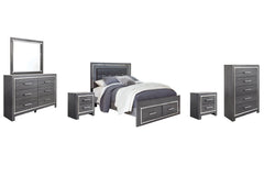 Lodanna Queen Panel Bed with 2 Storage Drawers with Mirrored Dresser, Chest and 2 Nightstands - PKG003605 - furniture place usa