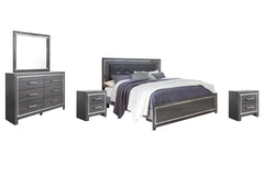 Lodanna King Panel Bed with Mirrored Dresser and 2 Nightstands - furniture place usa