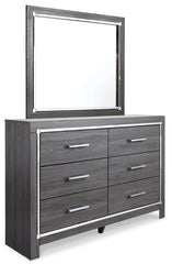 Lodanna Queen/Full Upholstered Panel Headboard Bed with Mirrored Dresser and Chest - furniture place usa