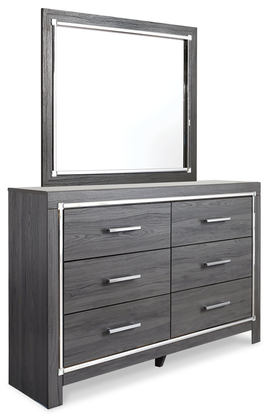 Lodanna King/California King Upholstered Panel Headboard Bed with Mirrored Dresser and 2 Nightstands - furniture place usa