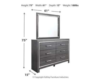 Lodanna Queen Panel Bed with 2 Storage Drawers with Mirrored Dresser and Nightstand - furniture place usa