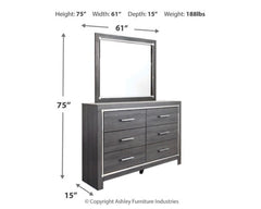 Lodanna Queen Panel Bed with 2 Storage Drawers with Mirrored Dresser and Nightstand - furniture place usa