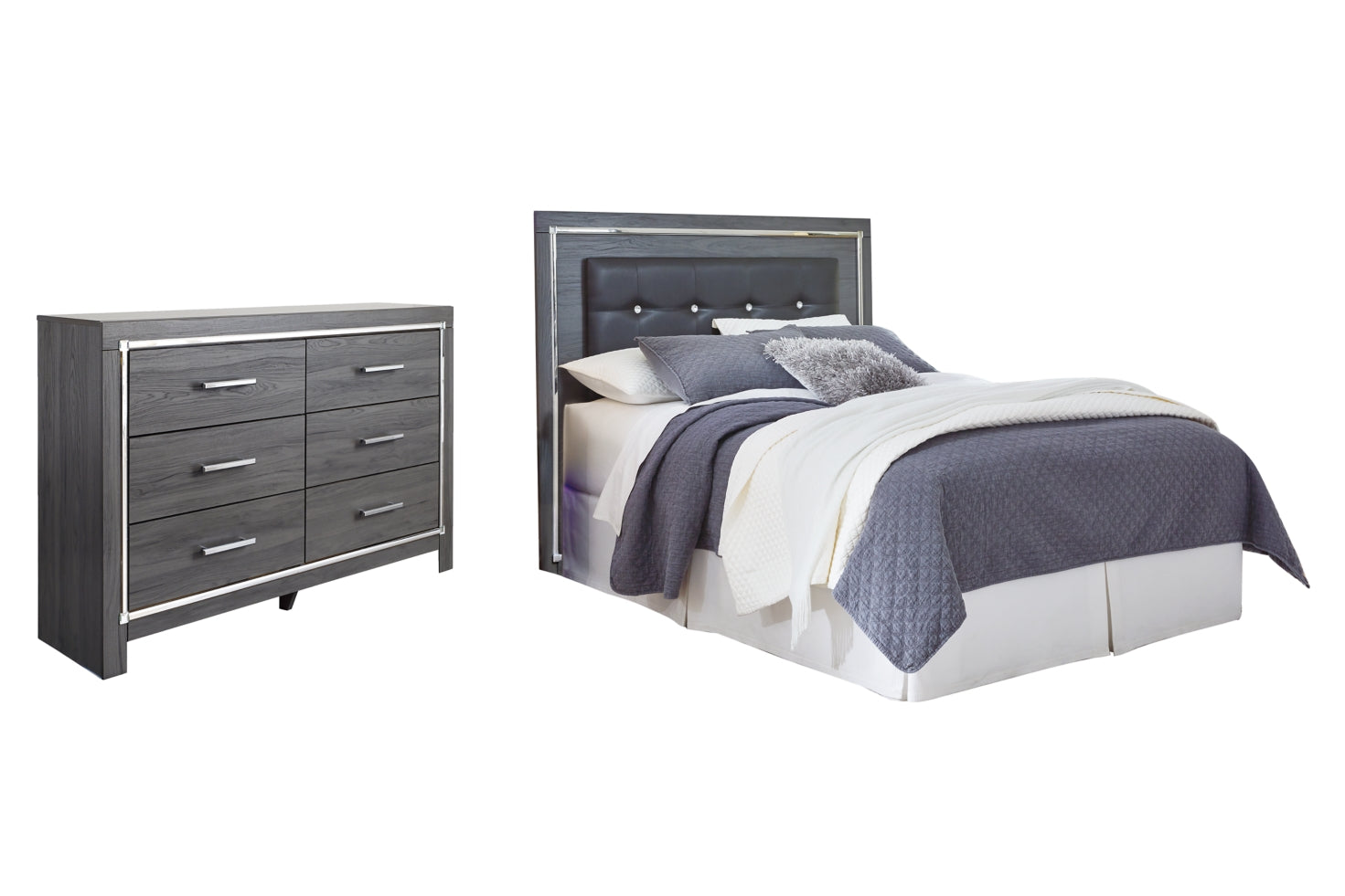 Lodanna Queen/Full Upholstered Panel Headboard Bed with Dresser - furniture place usa