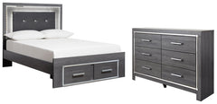 Lodanna Full Panel Bed with 2 Storage Drawers with Dresser - furniture place usa