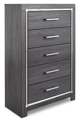 Lodanna Queen/Full Upholstered Panel Headboard Bed with Mirrored Dresser and Chest - furniture place usa