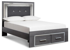 Lodanna Queen Panel Bed with 2 Storage Drawers with Mirrored Dresser, Chest and 2 Nightstands - PKG003605 - furniture place usa