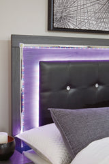 Lodanna Full Upholstered Panel Headboard Bed with Mirrored Dresser, Chest and 2 Nightstands - furniture place usa