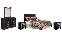 Lodanna Queen/Full Upholstered Panel Headboard Bed with Mirrored Dresser and 2 Nightstands - furniture place usa