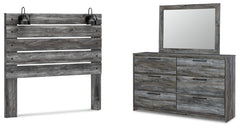 Baystorm Queen Panel Headboard with Mirrored Dresser - furniture place usa