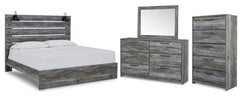 Baystorm King Panel Bed with Mirrored Dresser and Chest - furniture place usa