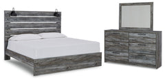 Baystorm King Panel Bed with Mirrored Dresser - furniture place usa