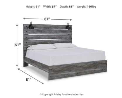 Baystorm King Panel Bed with Mirrored Dresser and 2 Nightstands - furniture place usa