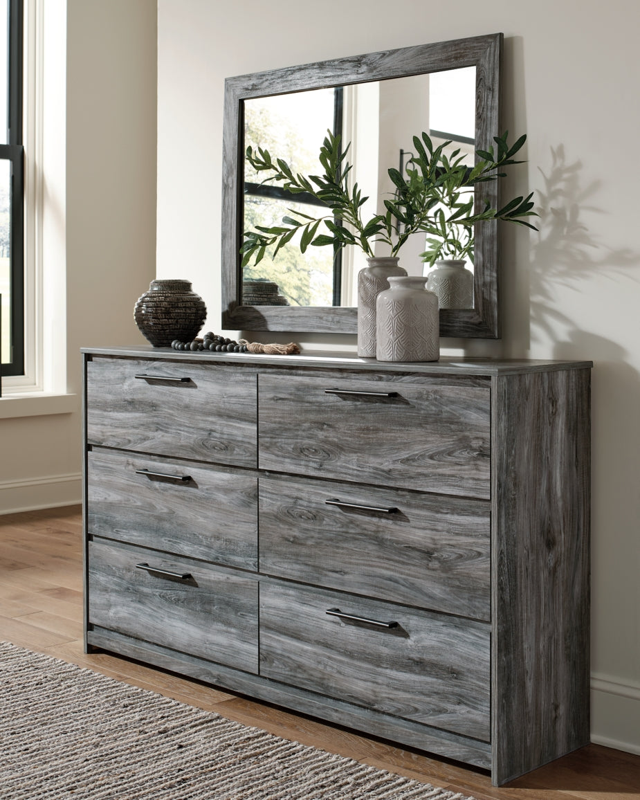 Baystorm King Panel Headboard with Mirrored Dresser and Chest - furniture place usa