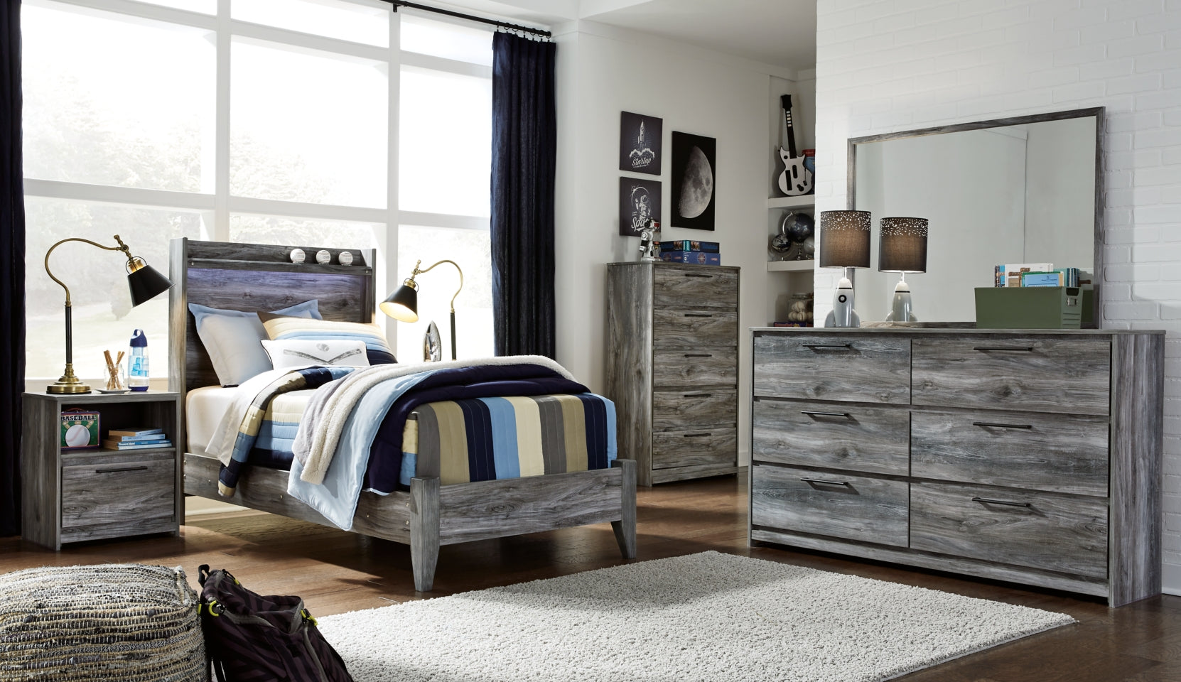 Baystorm Twin Panel Bed with Dresser - furniture place usa
