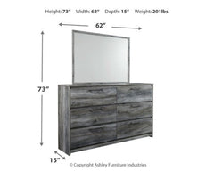 Baystorm Full Panel Bed with Mirrored Dresser and Nightstand - furniture place usa