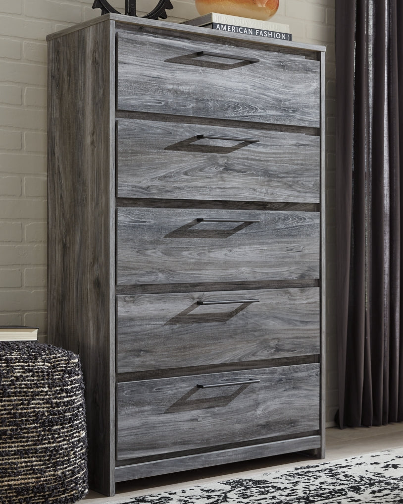 Baystorm Queen Panel Headboard with Mirrored Dresser, Chest and 2 Nightstands - furniture place usa