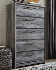 Baystorm King Panel Bed with Mirrored Dresser and Chest - furniture place usa
