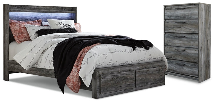 Baystorm Queen Panel Bed with 2 Storage Drawers and Chest - furniture place usa
