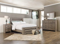 Zelen Queen Panel Bed with Mirrored Dresser and Nightstand - furniture place usa