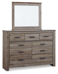 Zelen Queen/Full Panel Headboard Bed with Mirrored Dresser, Chest and 2 Nightstands - furniture place usa