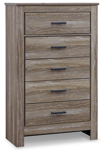 Zelen Queen/Full Panel Headboard Bed with Mirrored Dresser, Chest and 2 Nightstands - furniture place usa
