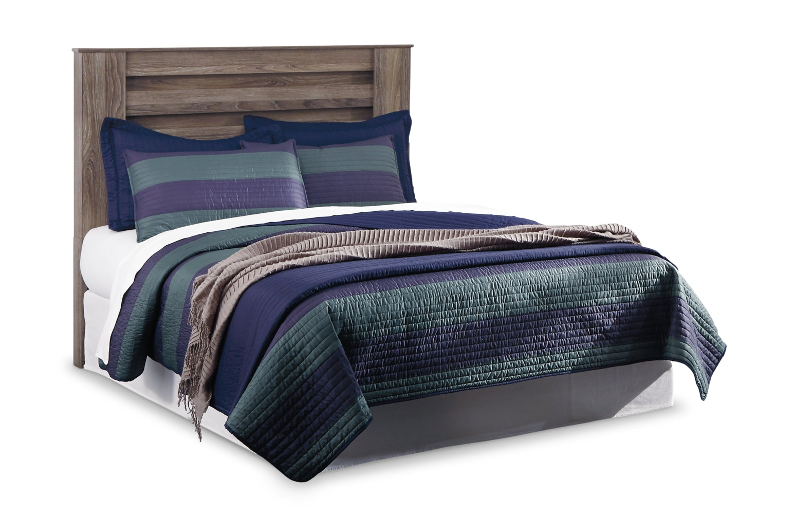 Zelen Queen/Full Panel Headboard Bed with Mirrored Dresser, Chest and 2 Nightstands - furniture place usa