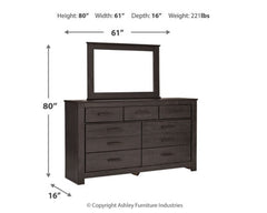 Brinxton Queen/Full Panel Headboard Bed with Mirrored Dresser, Chest and Nightstand - furniture place usa