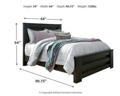 Brinxton King/California King Panel Headboard Bed with Mirrored Dresser and 2 Nightstands - furniture place usa
