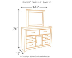 Juararo King Poster Bed with Mirrored Dresser and Nightstand - furniture place usa