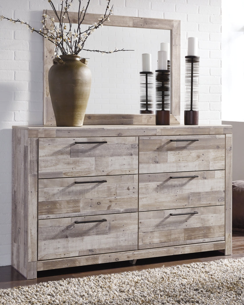 Effie Twin Panel Headboard Bed with Mirrored Dresser - furniture place usa