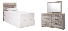 Effie Twin Panel Headboard Bed with Mirrored Dresser - furniture place usa