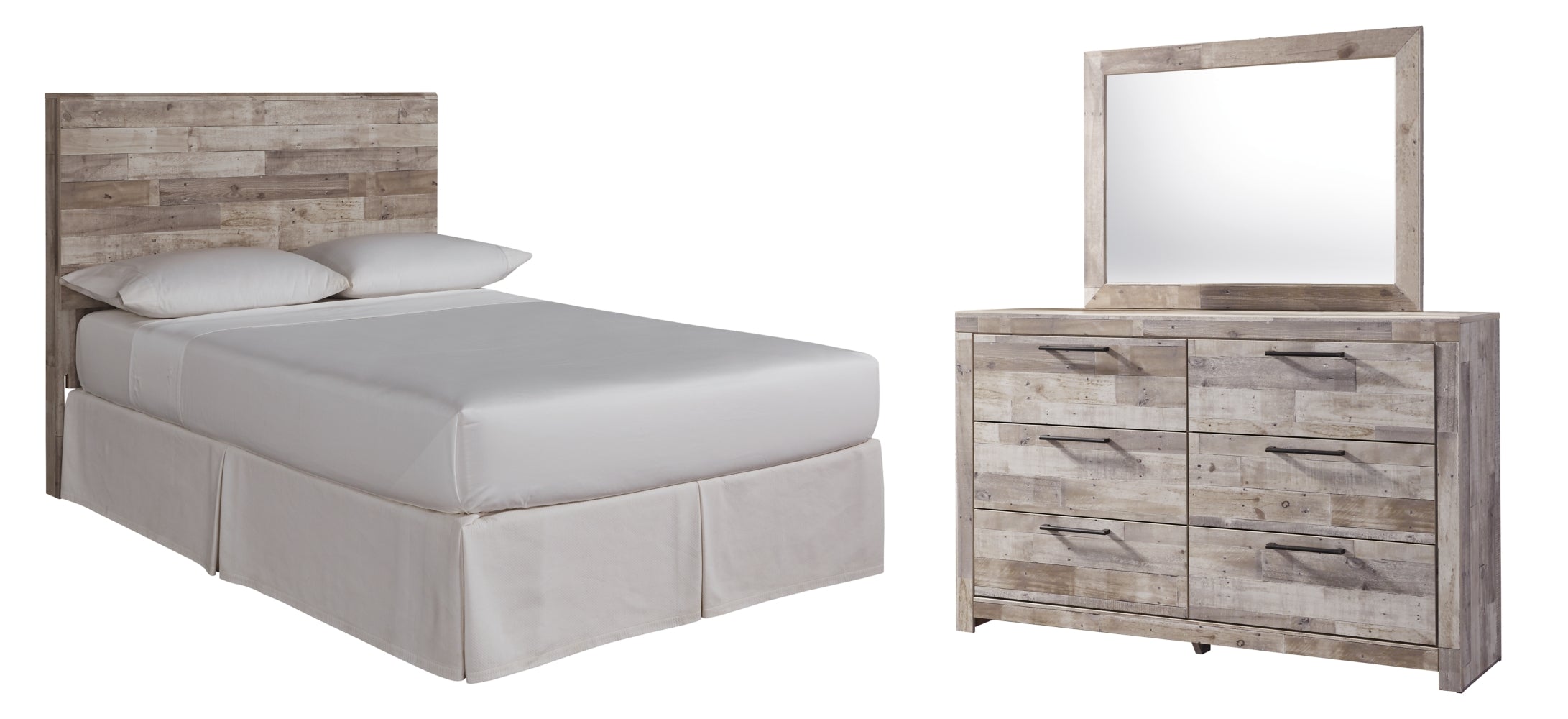 Effie Twin Panel Headboard Bed with Mirrored Dresser - furniture place usa