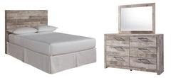 Effie Twin Panel Headboard Bed with Mirrored Dresser - furniture place usa