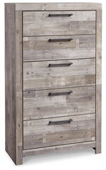 Effie Queen Panel Bed with 2 Storage Drawers with Mirrored Dresser, Chest and 2 Nightstands - furniture place usa