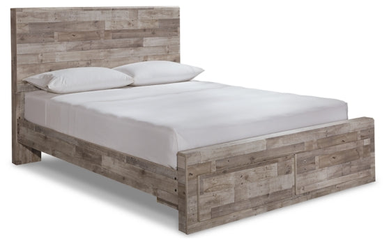 Effie Queen Panel Bed with 2 Storage Drawers with Mirrored Dresser and 2 Nightstands - furniture place usa