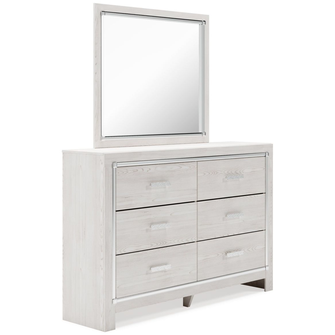 Altyra King Panel Headboard Bed with Mirrored Dresser, Chest and 2 Nightstands - furniture place usa