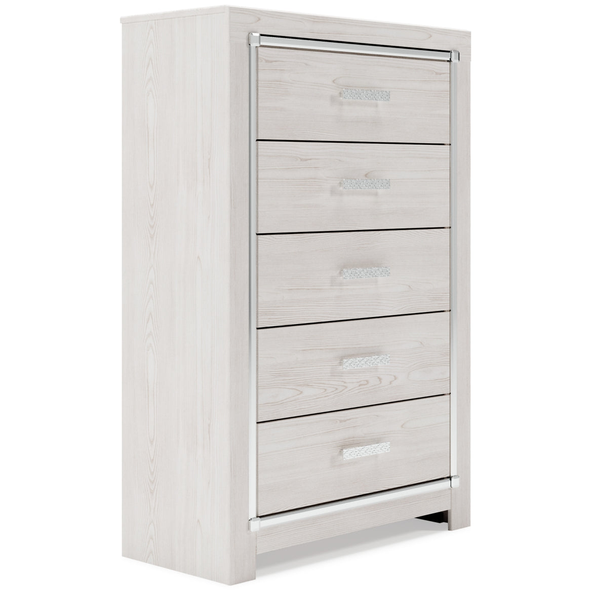 Altyra King Panel Headboard Bed with Mirrored Dresser, Chest and 2 Nightstands - furniture place usa