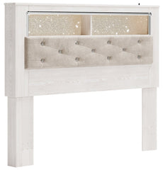 Altyra Queen Upholstered Panel Bookcase Headboard - furniture place usa