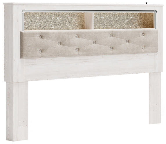 Altyra Queen Upholstered Panel Bookcase Headboard - furniture place usa