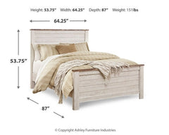 Willowton Queen Panel Bed with 2 Nightstands - furniture place usa