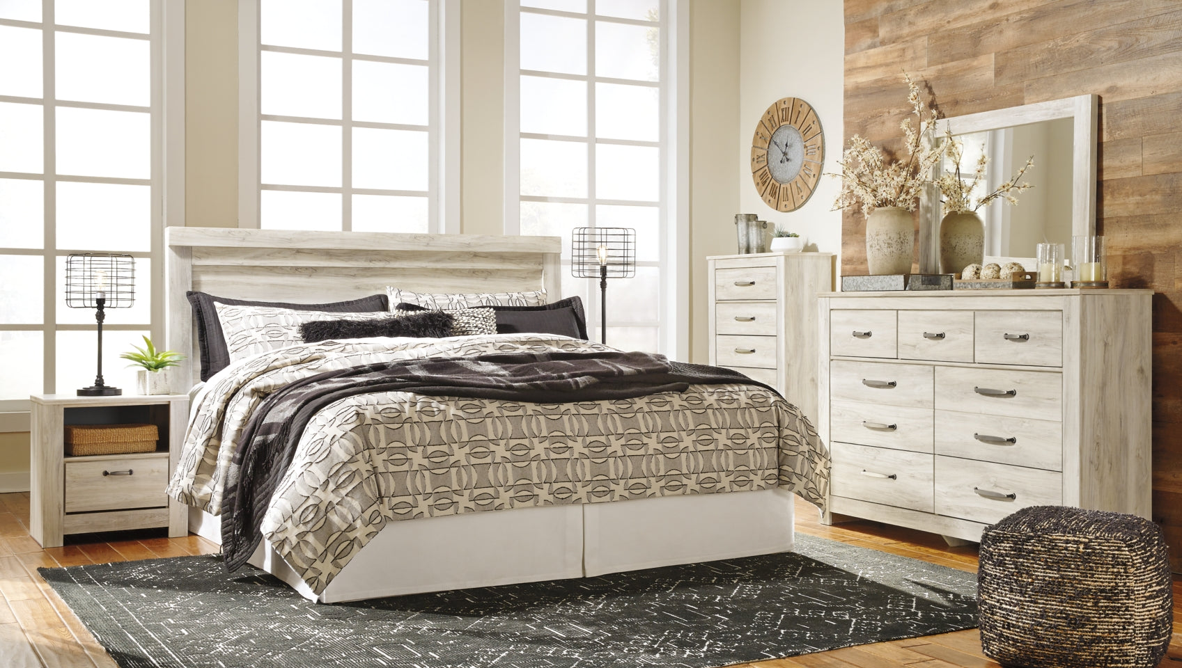 Bellaby Queen Panel Bed with 2 Nightstands - furniture place usa