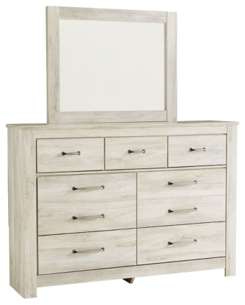 Bellaby Queen Panel Headboard Bed with Mirrored Dresser - furniture place usa