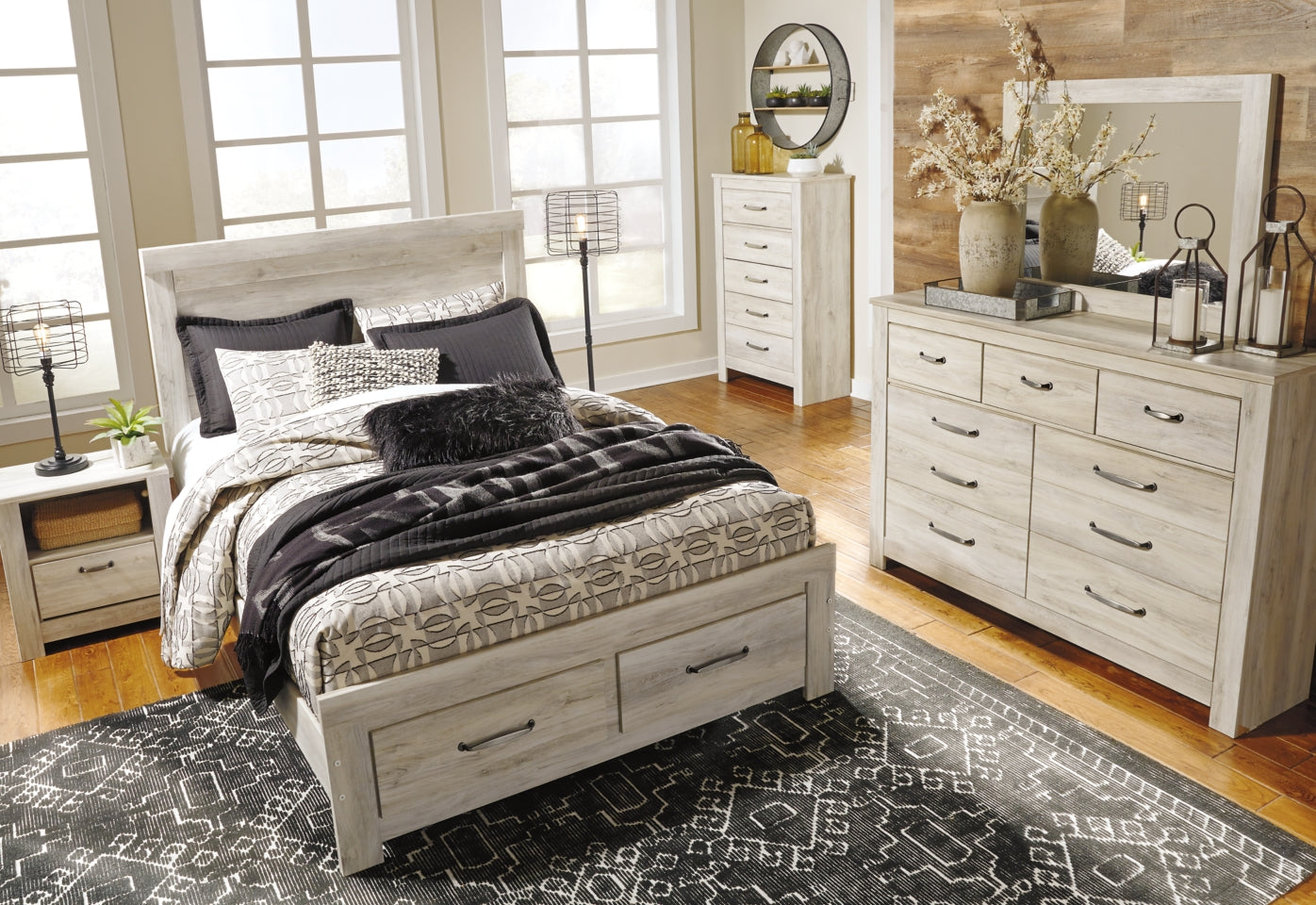 Bellaby Queen Panel Bed with 2 Nightstands - furniture place usa