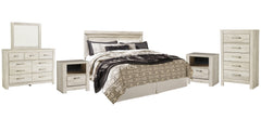 Bellaby Queen Panel Headboard Bed with Mirrored Dresser, Chest and 2 Nightstands - furniture place usa