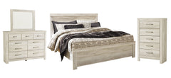 Bellaby Queen Panel Bed with Mirrored Dresser and Chest - furniture place usa